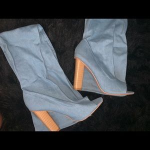 Knee High Denim Boots